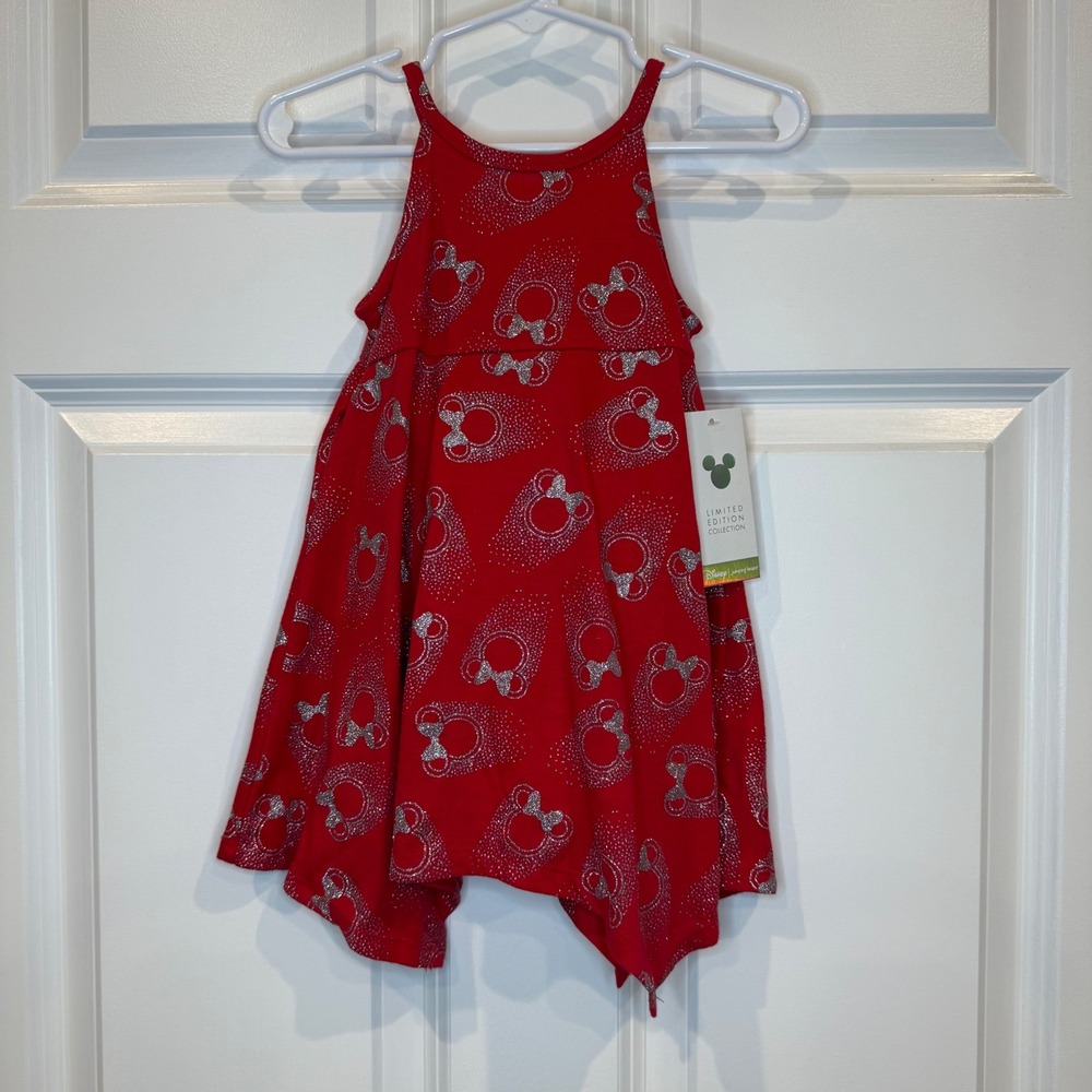 Disney Baby Girls Red Glitter Minnie Mouse Dress Size 12 Months Limited Edition